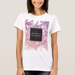 Camiseta Palmas Purpurinas púrpuras/rosas tropicales