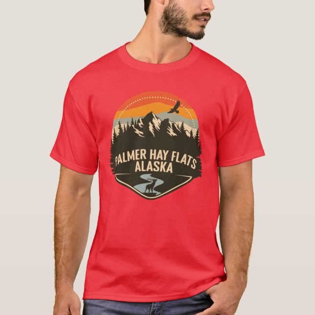 Camiseta Palmer Hay Flats Alaska Camping Retro sobredimensi (Anverso)