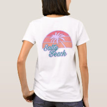 Palmera de la playa salada al atardecer