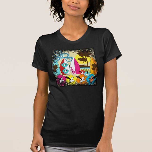 Camiseta Palmera de las tablas hawaianas de la playa del (Anverso)