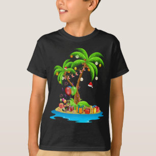 Camiseta Palmera de Navidad Tropical Xmas Luces de Coco P