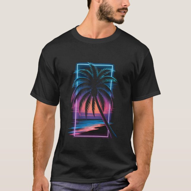 Camiseta Palmera de Retrowave Retro años 80 Synthwave Flori (Anverso)
