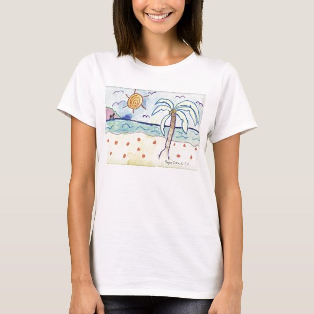 Camiseta Palmera en la playa (Anverso)