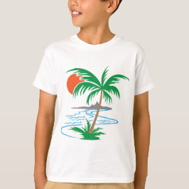 Camiseta Palmera junto al río | Arte de puesta de sol tropi