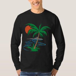 Camiseta Palmera junto al río | Arte de puesta de sol tropi