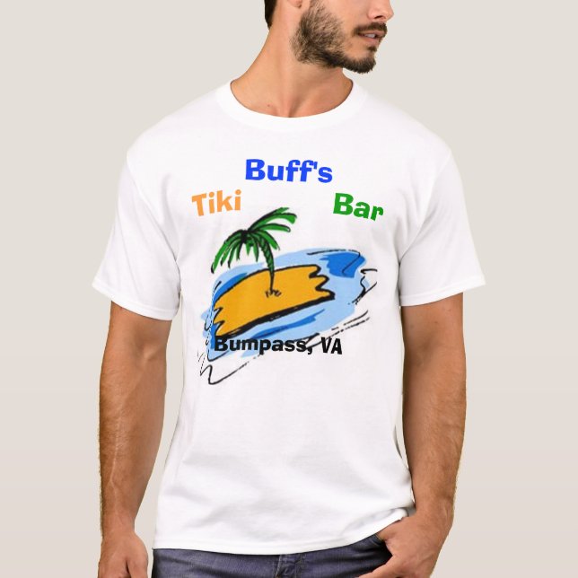 Camiseta Palmera, piel de ante, Tiki, barra, Bumpass, VA (Anverso)