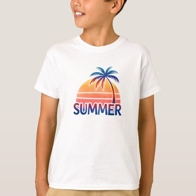 Camiseta Palmera retro de verano (Anverso)