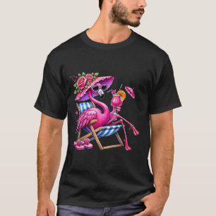 Camiseta Palmera Rosa Flamenco Playa Tropical Verano Vacaci