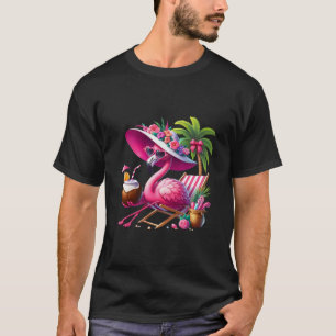 Camiseta Palmera Rosa Flamenco Playa Tropical Verano Vacaci