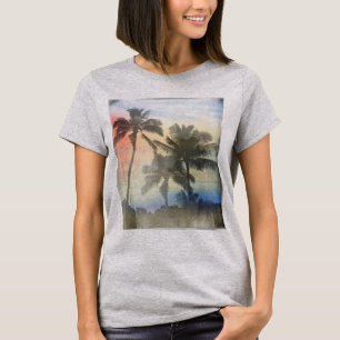 Camiseta Palmera Tropical, Atardecer de Verano en la Playa,