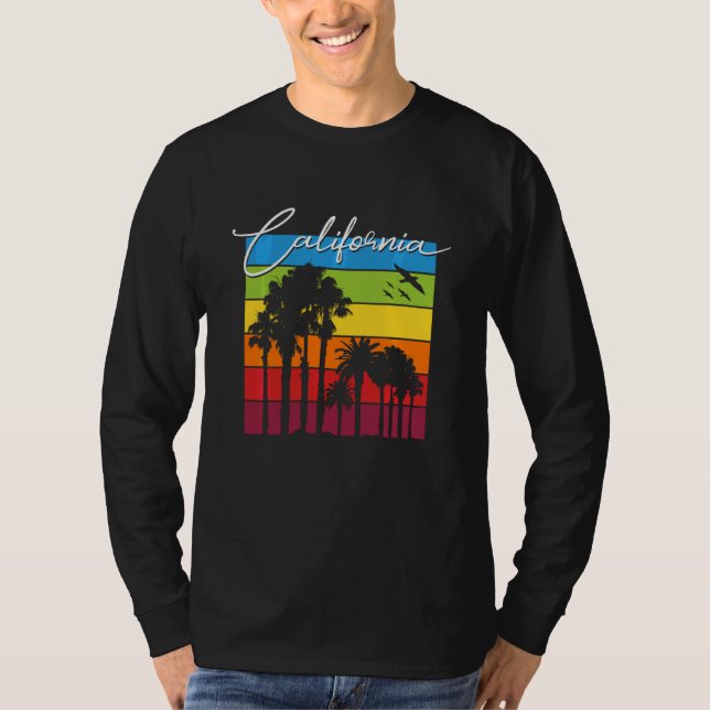Camiseta Palmeras arcoiris de California Souvenir Cali (Anverso)