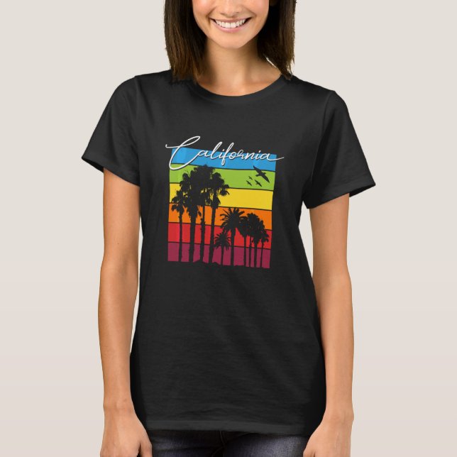 Camiseta Palmeras arcoiris de California Souvenir Cali (Anverso)