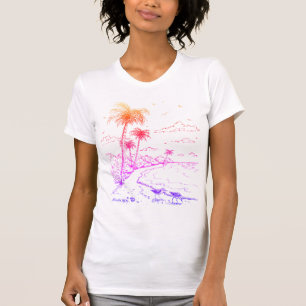 Camiseta Palmeras arcoiris y vida de playa de Sandpiper