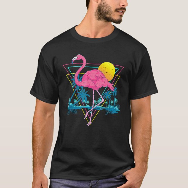 Camiseta Palmeras de Coco Flamingo Rosado Sunset Tropical S (Anverso)
