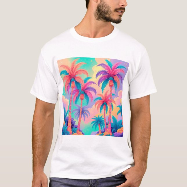Camiseta Palmeras de colores (Anverso)