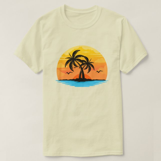 Camiseta Palmeras de isla tropical personalizables (Diseño del anverso)