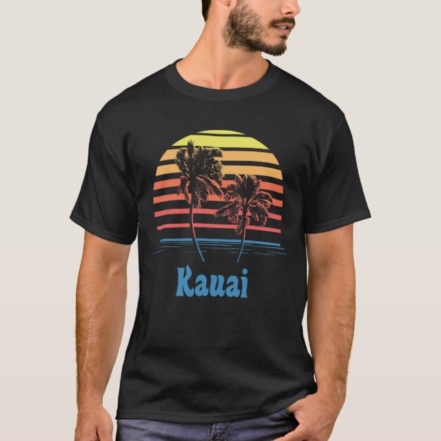 Camiseta Palmeras de la puesta del sol de Kauai Hawaii (Anverso)