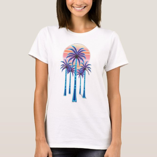 Camiseta Palmeras de neón (Anverso)