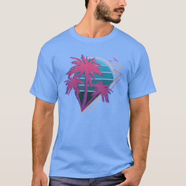 Camiseta Palmeras de neón vintage (Anverso)