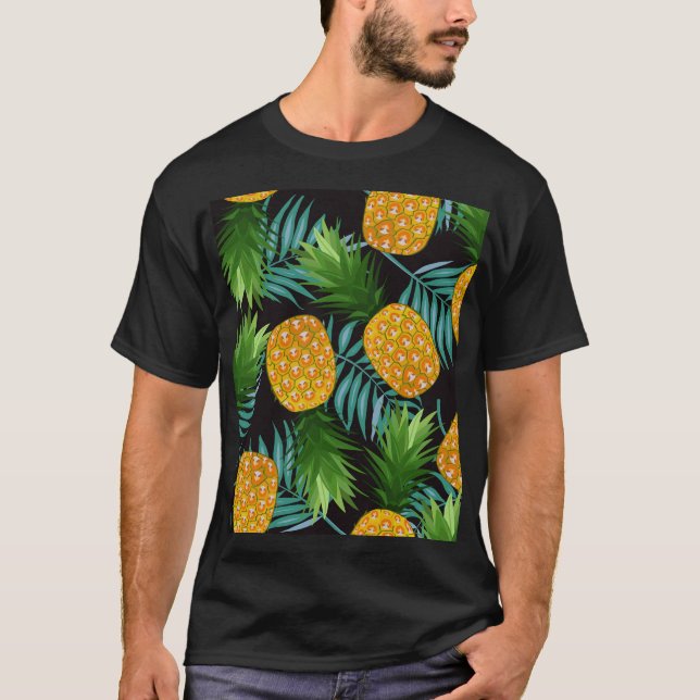 Camiseta Palmeras de piña Tapiz negro (Anverso)