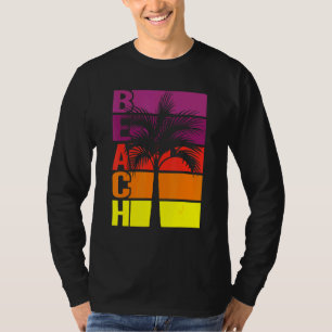 Camiseta Palmeras de playa Rayas horizontales Sunset