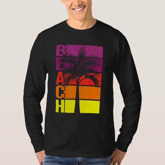 Camiseta Palmeras de playa Rayas horizontales Sunset (Anverso)