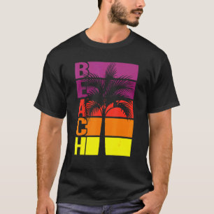 Camiseta Palmeras de playa Rayas horizontales Sunset