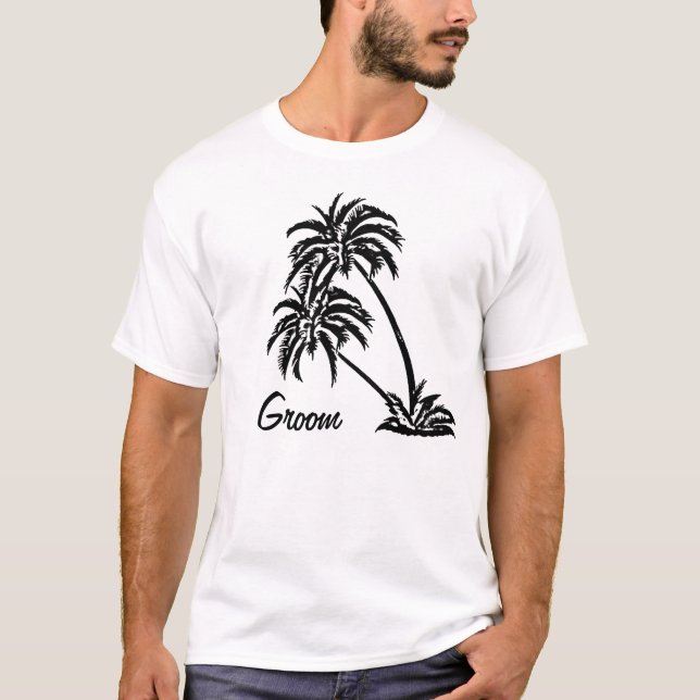 Camiseta Palmeras de regalo del Boda Groom (Anverso)