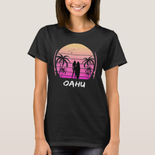 Camiseta Palmeras de surf olas de Oahu vacaciones de Hawaii