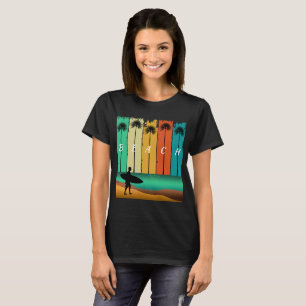 CAMISETA PALMERAS DE SURFISTA DE PLAYA ANTIGUA