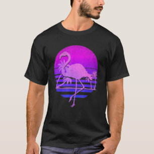 Camiseta Palmeras de vaporwave Pink Flamingo 80 Art Tropica