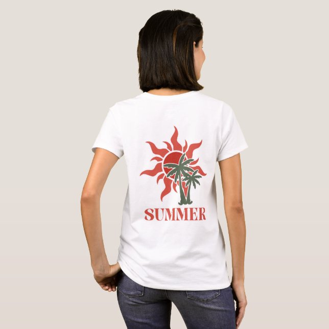 Camiseta Palmeras de Verano Sol Retro Tropical (Reverso completo)