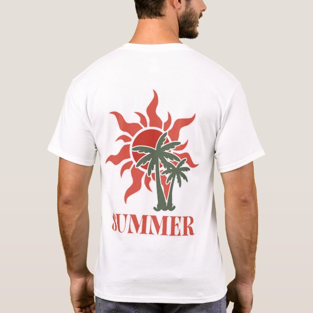 Camiseta Palmeras de Verano Sol Retro Tropical (Reverso)