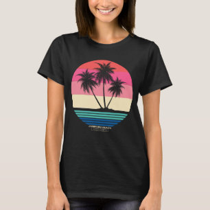 Camiseta Palmeras del Atardecer Retro Playa Junipero