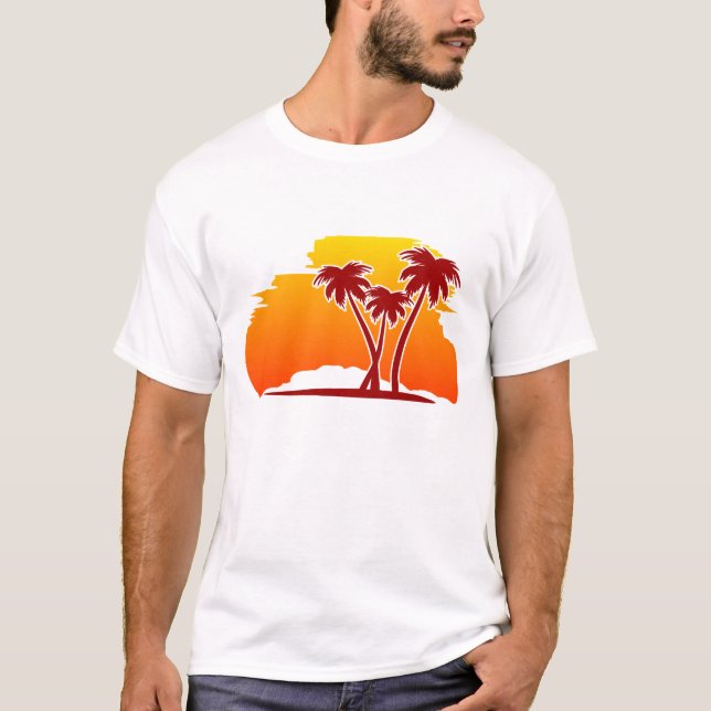 Camiseta Palmeras en la puesta de sol (Anverso)
