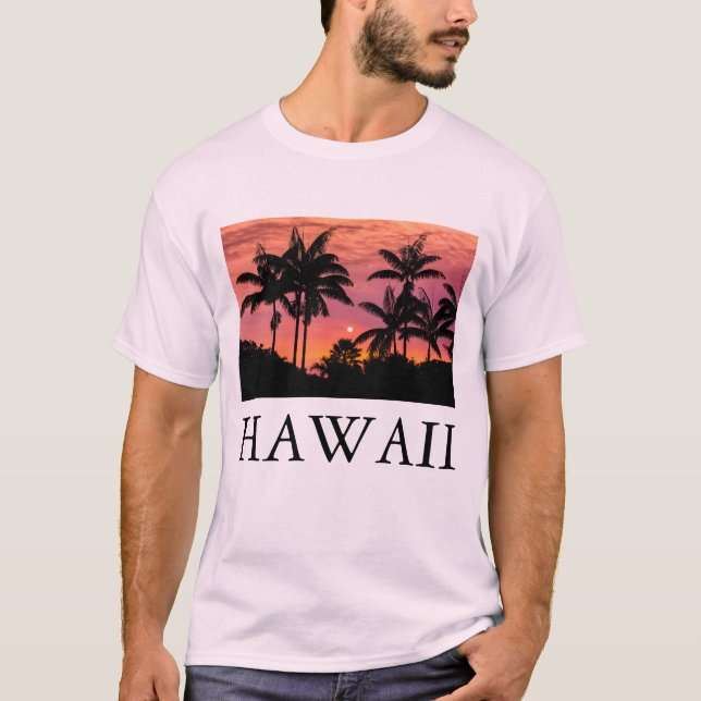 Camiseta Palmeras en silueta, Hawái (Anverso)