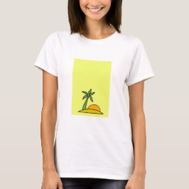 Camiseta palmeras isleñas y sol en amarillo