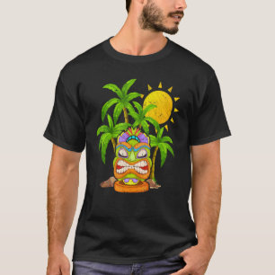Camiseta Palmeras Máscara Tiki Polinesia Estatua Hawaiana P