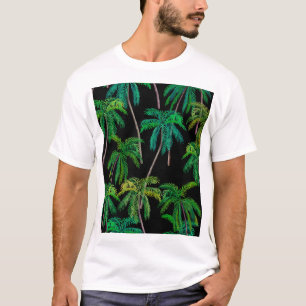 Camiseta Palmeras: Patrón de verano acrílico.