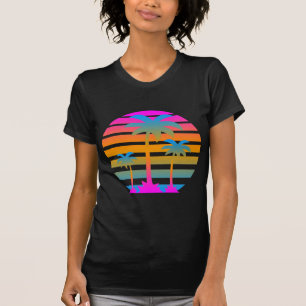 CAMISETA PALMERAS RETRAS DE LA PUESTA DEL SOL DEL TIGRE DE