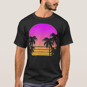 Camiseta Palmeras retro 80's Vaporwave Outrun Art Sunset