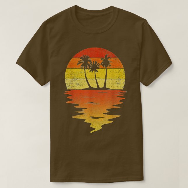 Camiseta Palmeras retro atardecer de los años 70 palmeras a (Diseño del anverso)