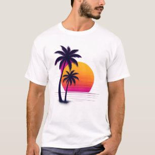 Camiseta Palmeras Retro Neon Sunset