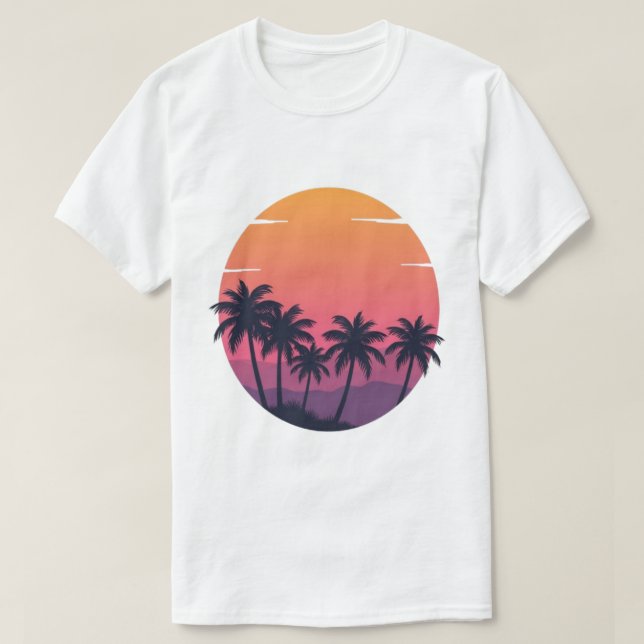 Camiseta Palmeras Retro Sunset (Diseño del anverso)