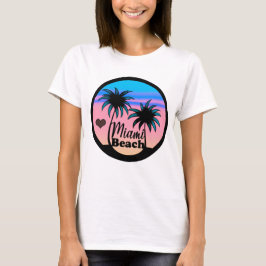 Camiseta Palmeras rosas y azules de Miami Beach