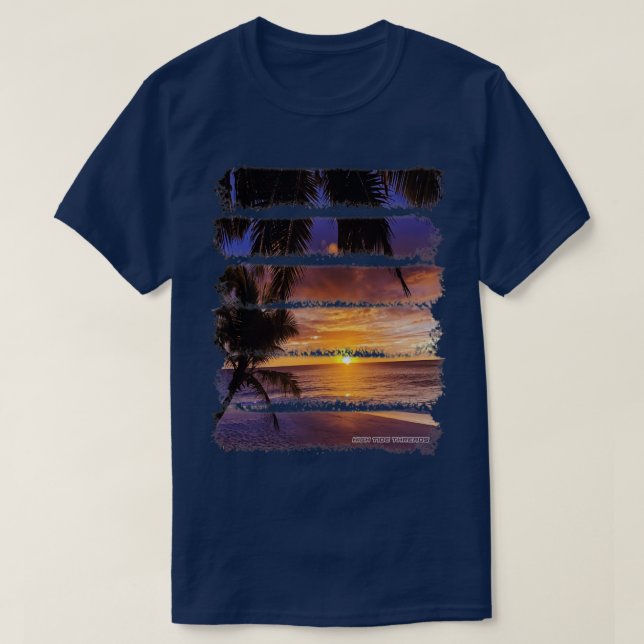 Camiseta Palmeras Tropical Sunset Beach (Diseño del anverso)