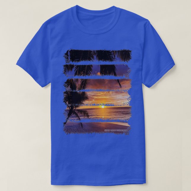 Camiseta Palmeras Tropical Sunset Beach (Diseño del anverso)