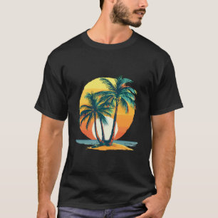Camiseta Palmeras Tropicales con Puesta de Sol Vibrante