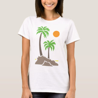 Camiseta Palmeras tropicales con sol en una pequeña isla is