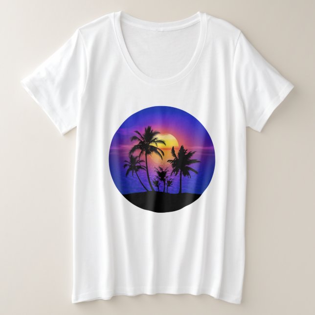 Camiseta Palmeras Tropicales de Atardecer (Anverso del diseño)